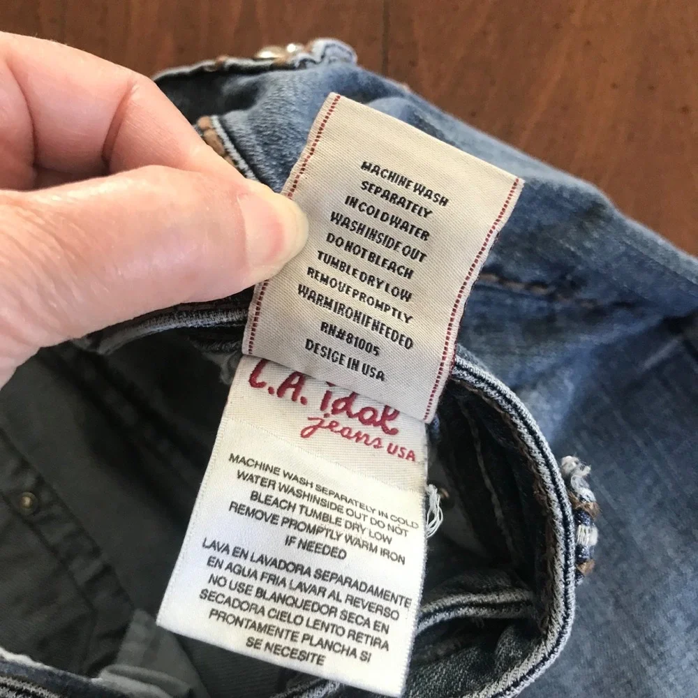 LA Idol USA Capri Jeans Womens 3 Blue‎ Medium Wash Denim Embellished Pockets